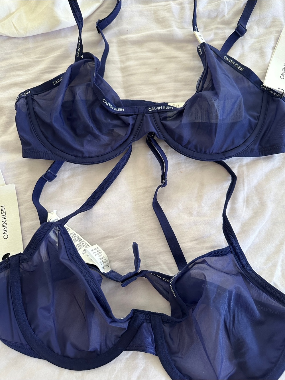 Calvin Klein Navy Sheer Underwire Bra Duo